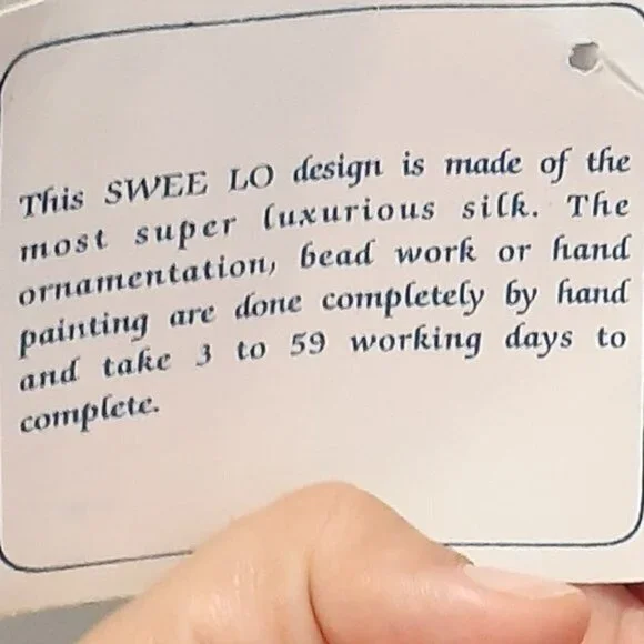 NWT VINTAGE SWEE LO Handmade Beaded & Sequin Navy Blue Cocktail Dress Deadstock - Picture 5 of 13